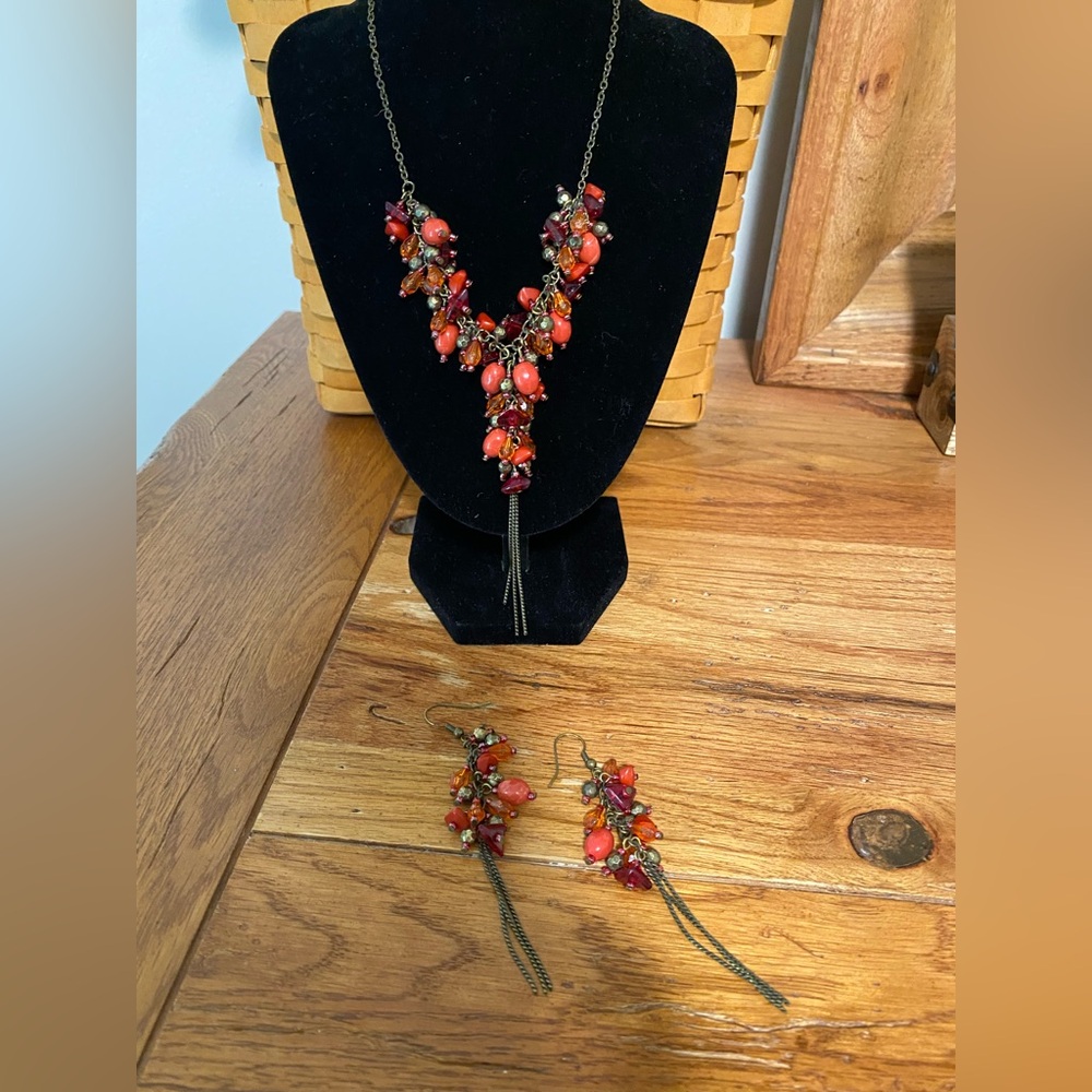 Park Lane Red and Orange Statement Necklace